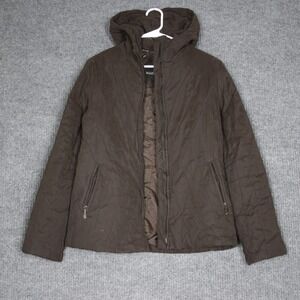 1 Madison Women's Brown Quilted Hooded Puffer Jacket Size M